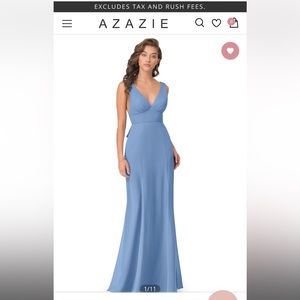 Azazie Christiana Steel Blue size 8